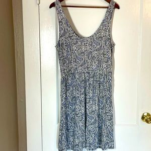 Women’s Large Sun Dress or Swimsuit Cover Blue Paisley Print Soft Fabric